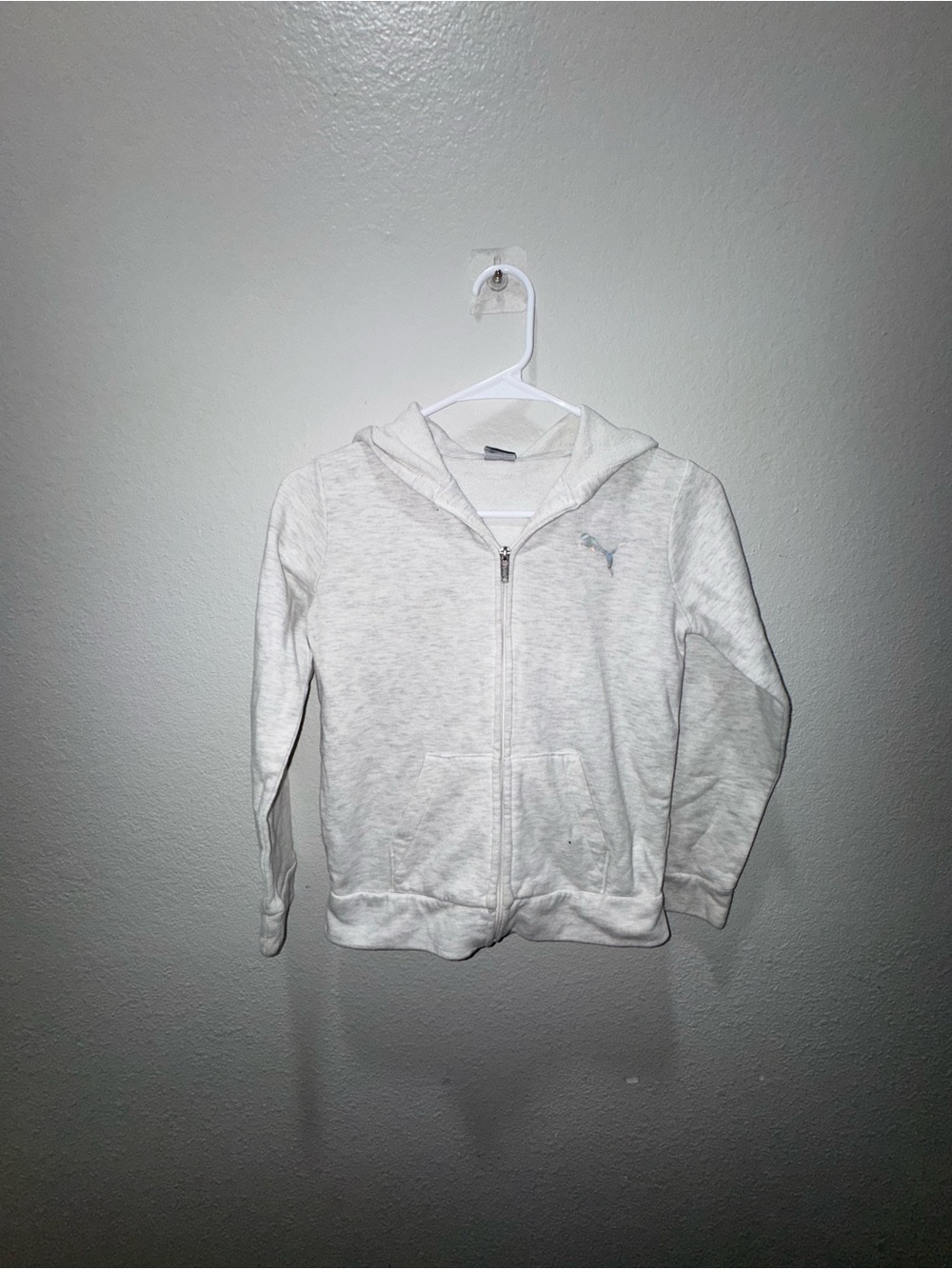 Puma Kids White Heather Zip Hoodie